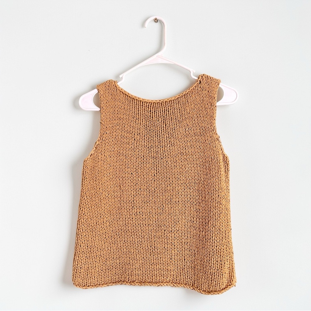 Vintage Gold Camel Crochet Knit Top - Picture 5 of 6